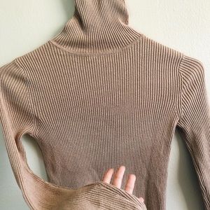 Camel Ribbed Turtle Neck